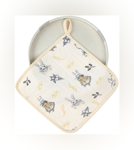 Prosop Absorbant, Flippy, din Bumbac, 25 x 25 cm, Model Iepurasi, cu Agatatoare, Bej