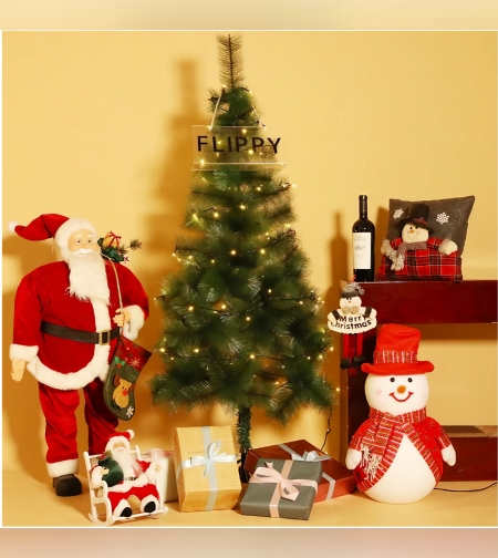 Instalatie de Craciun, Flippy, Tip Liniara, 9 m, 100 LED-uri, Interconectabila, Alb Cald, Fir Verde