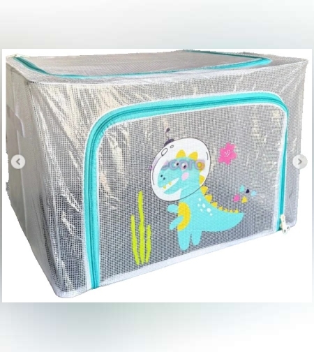 Cutie de Depozitare, Flippy, pentru Camera Copiilor, 100L, din PVC, Model Dinozaur, 60 x 42 x 40 cm, Transparent