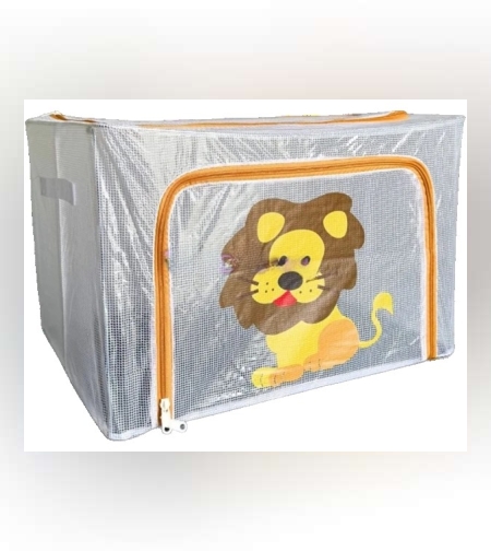 Cutie de Depozitare, Flippy, pentru Camera Copiilor, 100L, din PVC, Model Leu, 60 x 42 x 40 cm, Transparent