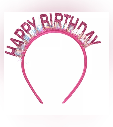 Coronita Decorativa pentru Petreceri, Flippy, Tema Aniversare, Model Happy Birthday, Marime Universala, Roz