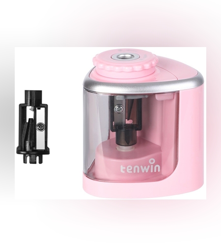 Ascutitoare Electrica Semi-Automata, Flippy, din Plastic, Baterii 2 x AA (neincluse), 6.5 x 6.5 x 7.5 cm, Roz