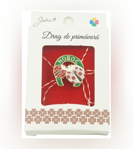 Brosa Mica in Cutie Jolie model Doua Buburuze in Potcoava (Noroc)