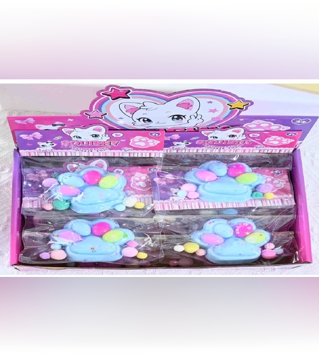 Jucarie Antistres Squishy, Flippy, cu Revenire Lenta, Labuta de Pisica Pufoasa, 7.5 cm, Ambalaj Transparent, Model 270510, Multicolor