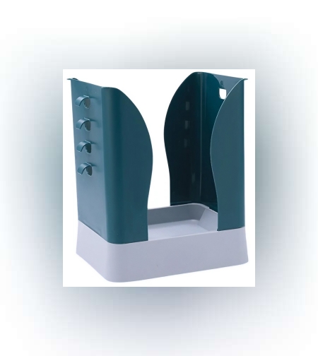 Cos de Gunoi Extensibil, Flippy, din Plastic, Reglabil, Pliabil, Versatil, pentru Bucatarie, Baie sau Birou, Cos Universal, 21x25x17 cm, Albastru Gri