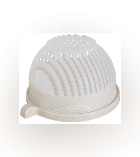 Bol Feliator pentru Salata, Flippy, Castron Multifunctional pentru Legume si Fructe, pentru Spalat si Taiat Legumele, cu Scurgere si Tocator, Ergonomic, Protectie pentru Maini, 21x18.5x11.5 cm, Alb