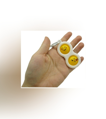 Jucarie Senzoriala Antistres, Simple Dimple, Breloc 2 Bulinute, Alb, model 2