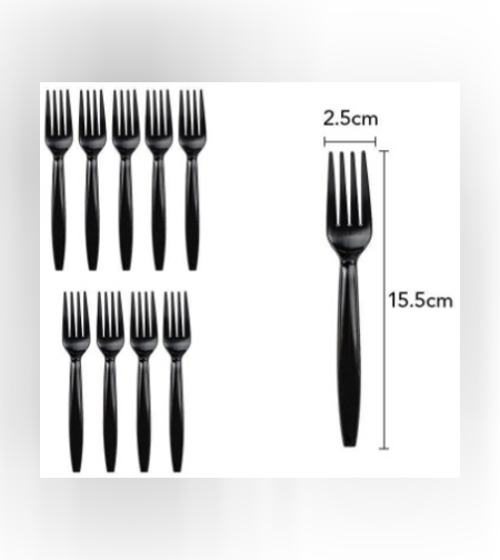 Set 10 furculite de unica folosinta 15.5 x 2.5 cm, negru