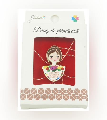 Brosa Mica in Cutie Jolie model Fata cu Flori