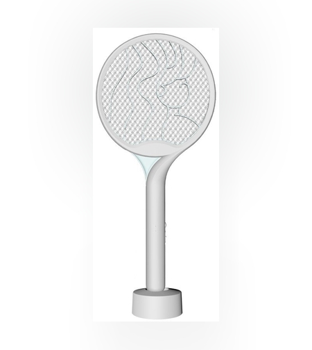 Paleta Electrica pentru Tantari, Muste si Tantari 2in1, Flippy, Reincarcabila, Incarcare USB, 2600V, Plastic, Casa si Gradina, Anti-insecte, Stand, 23x51 cm, Gri