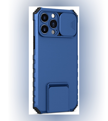 Husa Defender cu Stand pentru Samsung Galaxy A52 / A52 5G, Albastru, Suport reglabil, Antisoc, Protectie glisanta pentru camera, Flippy