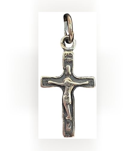 Pandantiv, Jolie Silver, Argint 925, Model Cruce cu Iisus Oxidata, 0.7 g, 20x10 mm
