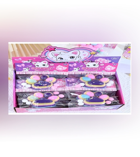 Jucarie Antistres Squishy, Flippy, cu Revenire Lenta, Labuta de Pisica Pufoasa, 7.5 cm, Ambalaj Transparent, Model 27051, Multicolor