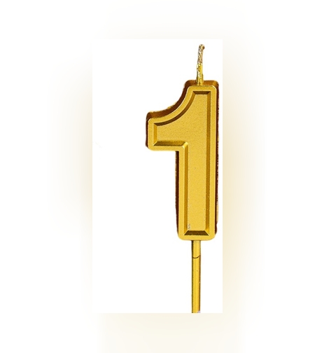 Lumanare pentru Tort Cifra 1, Flippy, 4.8 cm, Aniversare, Aurie