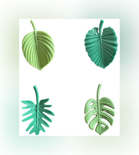 Set 4 Magneti de Frigider, Flippy, Model Frunze, din ABS si Magnet, Verde