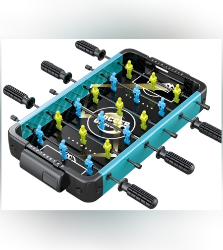 Masa de Fotbal cu Teren si 18 Jucatori Flippy, 6 Manere, 2 Mingi, cu Tablou Scor, din ABS, 49.8x26x6.6 cm, Design Multicolor, pentru Copii/ Adulti