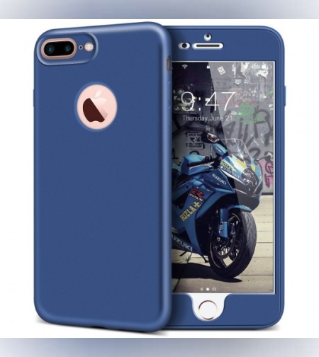 Husa Huawei P10 Plus Full Silicone 360 Albastru + Folie de protectie