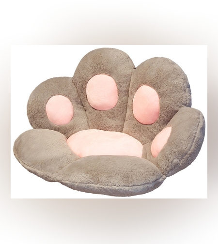 Perna Decorativa, Flippy, Model Laba de Pisica, din Plus, pentru Scaun/Canapea/Podea, 80 x 70 cm, Gri