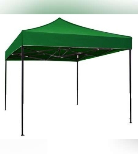 Cort Pavilion 3x3m Verde Pliabil Cadru Metal pentru Curte, Gradina, Evenimente