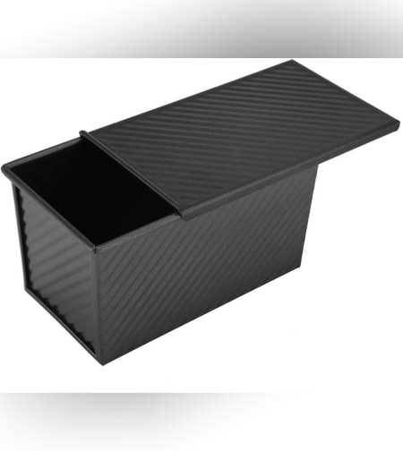 Tava pentru Paine, Flippy, din Otel Carbon, 450 g, cu Capac, Antiaderenta, 21 x 11 x 11.5 cm, Negru