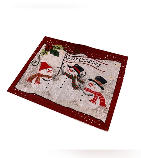 Servet de Masa, Flippy, Model Oameni de Zapada, Scris Merry Christmas, Tematica Craciun, Prosop pentru Masa, 47x33 cm, Bumbac si Fibre Sintetice, Rosu