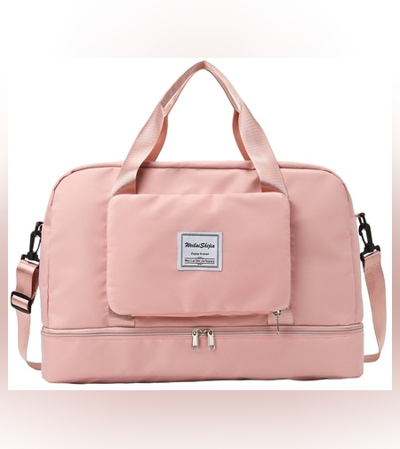 Geanta Pliabila, Flippy, pentru Voiaj, Buzunare Multiple, de Mana, Impermeabila, Material Textil, Capacitate 8 Kg, Dimensiune Deschisa 42x28x10 cm, Roz