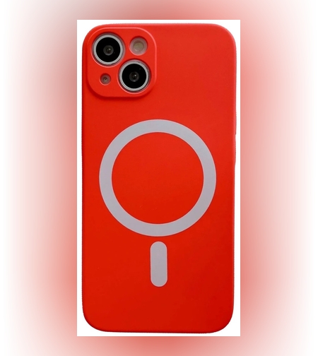 Husa MagSafe pentru Apple iPhone 13, Silicon, Protectie pentru camera, Magnetica, Incarcare Wireless,  Flippy, Rosu