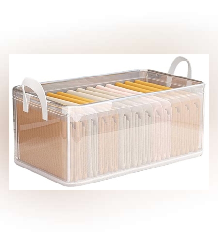 Cutie container de depozitare din PVC, Flippy, de stocare, Dimensiuni multiple, Accesoriu robust pentru organizarea de uz casnic, volum 26L, 47 x 28 x 20 cm, Transparenta