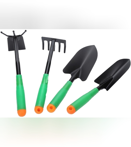 Set 4 Unelte de Gradina Flippy, pentru Plantare Prelucrare Sol si Ingrijire Plante, Material PVC si cardboard, 31.5 x 8.5 cm, verde