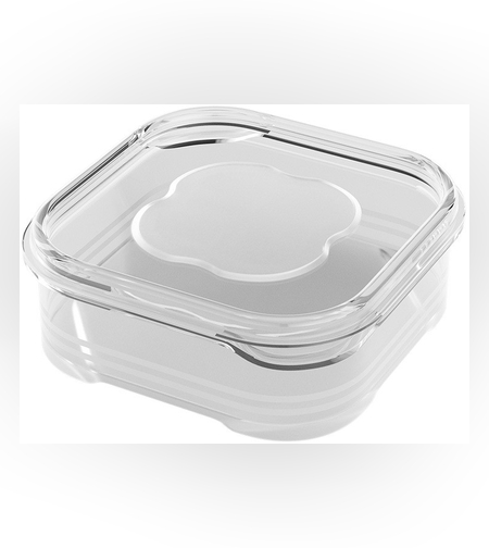 Caserola Alimentara, Flippy, Cutie pentru Pastrare a Alimentelor, Cutie Depozitare pentru Frigider, Sigilata Dreptunghiulara, din Plastic, 12 x 12 x 4.5 cm, 350ml, Transparent