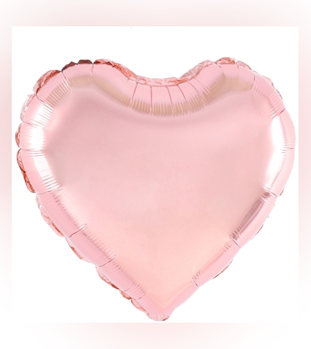 Balon din Folie Metalizata, Flippy, Figurina Inimioara, Model Simplu, Tematica Iubire, 40 cm, Ambalaj Individual, Pai Inclus, Umflare cu Aer sau Heliu, Rose