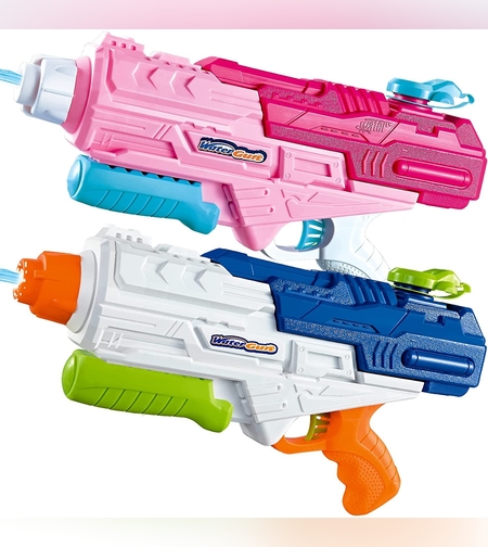 Set 2x Pistol cu Apa pentru Copii, Rezervor, Pentru Piscina/Plaja, Flippy, 6ani+, Roz + Albastru, 1200 ML