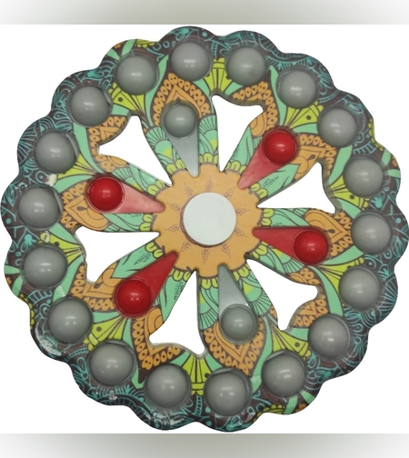 Jucarie Antistres, Flippy, Model Simple Dimple, Fidget Toy Spinner, cu 24 Buline, Multicolor