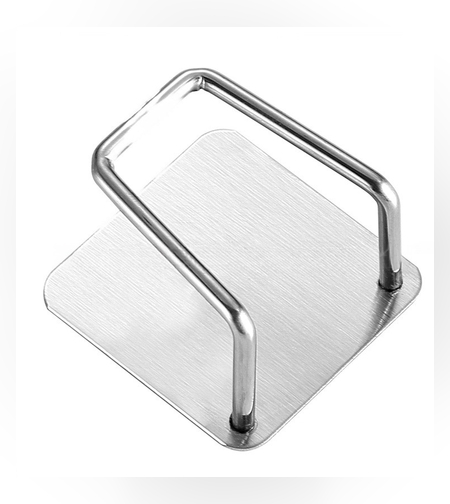 Organizator bucatarie Flippy cu adeziv, carlig-suport pentru burete, accesorii bucatarie, 5x5x3,5 cm, otel inoxidabil, gri