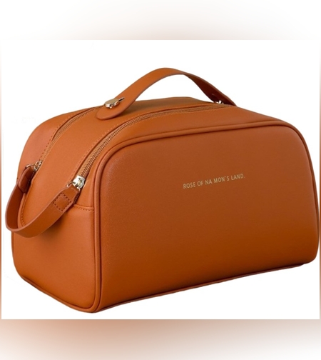 Geanta cosmetice pentru femei Flippy, material poliuretan, 25 x 14.5 x 14.5 cm, Impermeabila, Maro