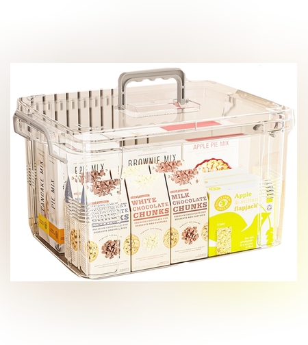 Cutie De Depozitare, Flippy, Tip Valiza, pentru Alimente, Jucarii, Accesorii, Transparenta, Marime M, 31.5x23x19 cm