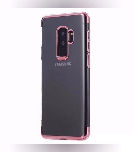 Husa Samsung Galaxy S9 Transparent cu Margini Roz-Aurii