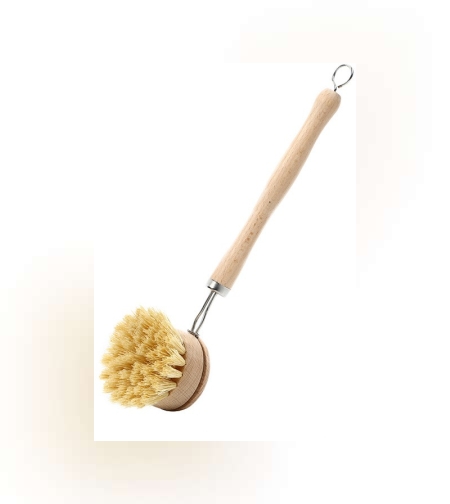 Perie de Curatat Vase si Alimente, Flippy, din Lemn de Fag cu Coada, 24 x 5.8 cm, Perie din Sisal, Crem