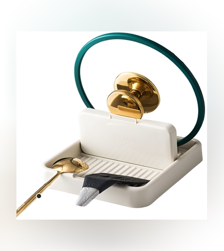 Suport Pliabil, Flippy, pentru Capace, Linguri, Multifunctional, Plasare pe Blatul de Bucatarie, 18.9x16.2x2.6 cm, Crem