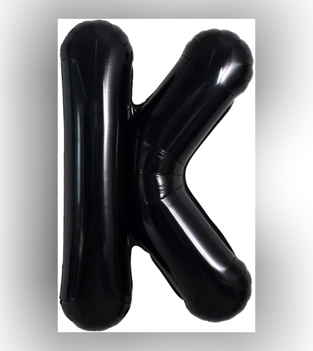 Balon Folie Metalizata Litera K, Flippy, 40 cm, Umflati cu Heliu sau Aer, Ambalaj Individual, Pai inclus, Negru