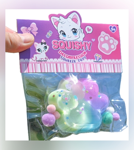 Jucarie Antistres Squishy, Flippy, Labuta de Pisica Squeeze Toys, cu Revenire Lenta, 7.5 cm, Model 270521, Multicolor