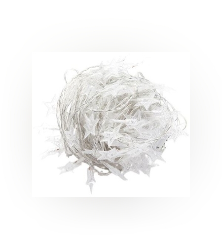 Instalatie Craciun cu baterii, 3 metri, 20 LED-uri tip Stea, fir Transparent, Alb Cald, Flippy