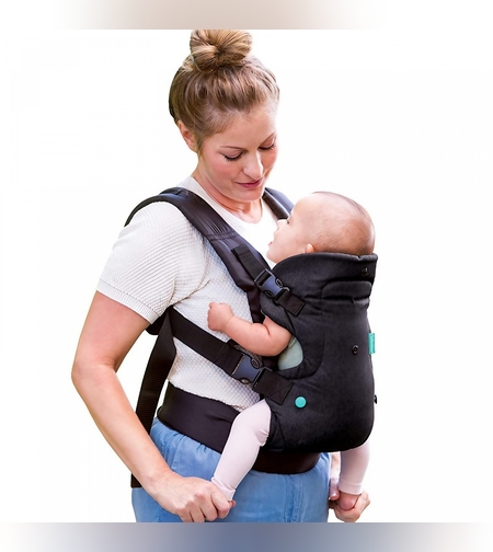 Marsupiu Ergonomic Flippy, 4 in 1, Multifunctional, 4 Pozitii, 6-36 Luni, 3.5kg - 15 kg, Negru