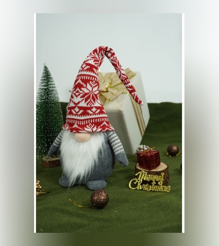 Ornament de Craciun spiridus model 2, Flippy, rosu/gri, textil, 45 cm