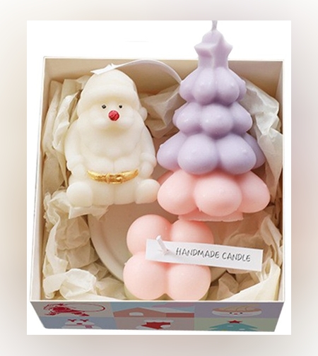 Lumanari Parfumate de Craciun, Flippy, Gift Box Set cu 3 Lumanari Aromaterapie, 11 x 11 x 7.5 cm, Mov Roz