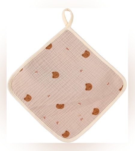 Prosop Absorbant, Flippy, din Bumbac, 25 x 25 cm, Model Ursuleti, cu Agatatoare, Crem