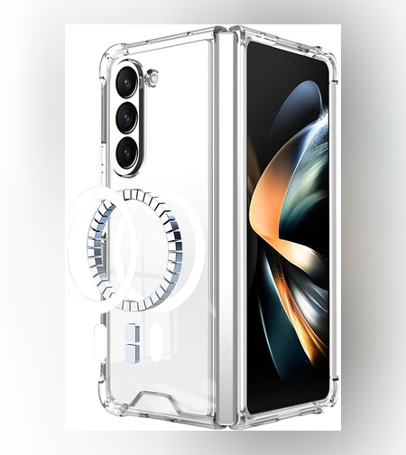 Husa de protectie Flippy compatibila cu Samsung Z Fold 5, MagSafe Blister, gaura mare camera, transparenta