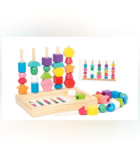 Jucarie Montessori de Sortat, Flippy, din Lemn, Forme Geometrice,+3 Ani, 25 de Piese, 21.5 x 16 x 3 cm, Multicolor