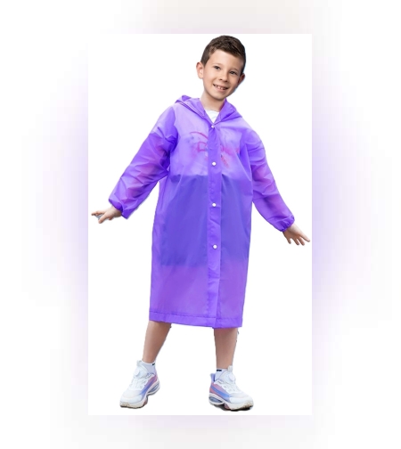 Pelerina de Ploaie, Flippy, pentru Copii 100-145 cm, din EVA, Impermeabila, Inchidere cu Capse, Mov