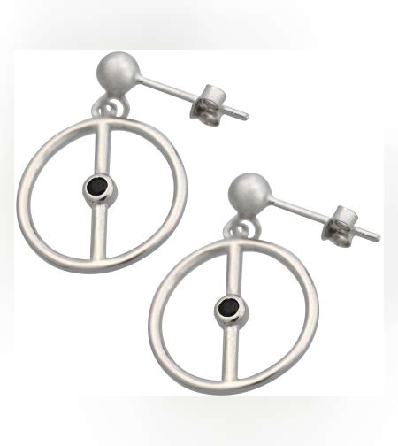 Cercei din Argint 925, model Cerc cu Onix